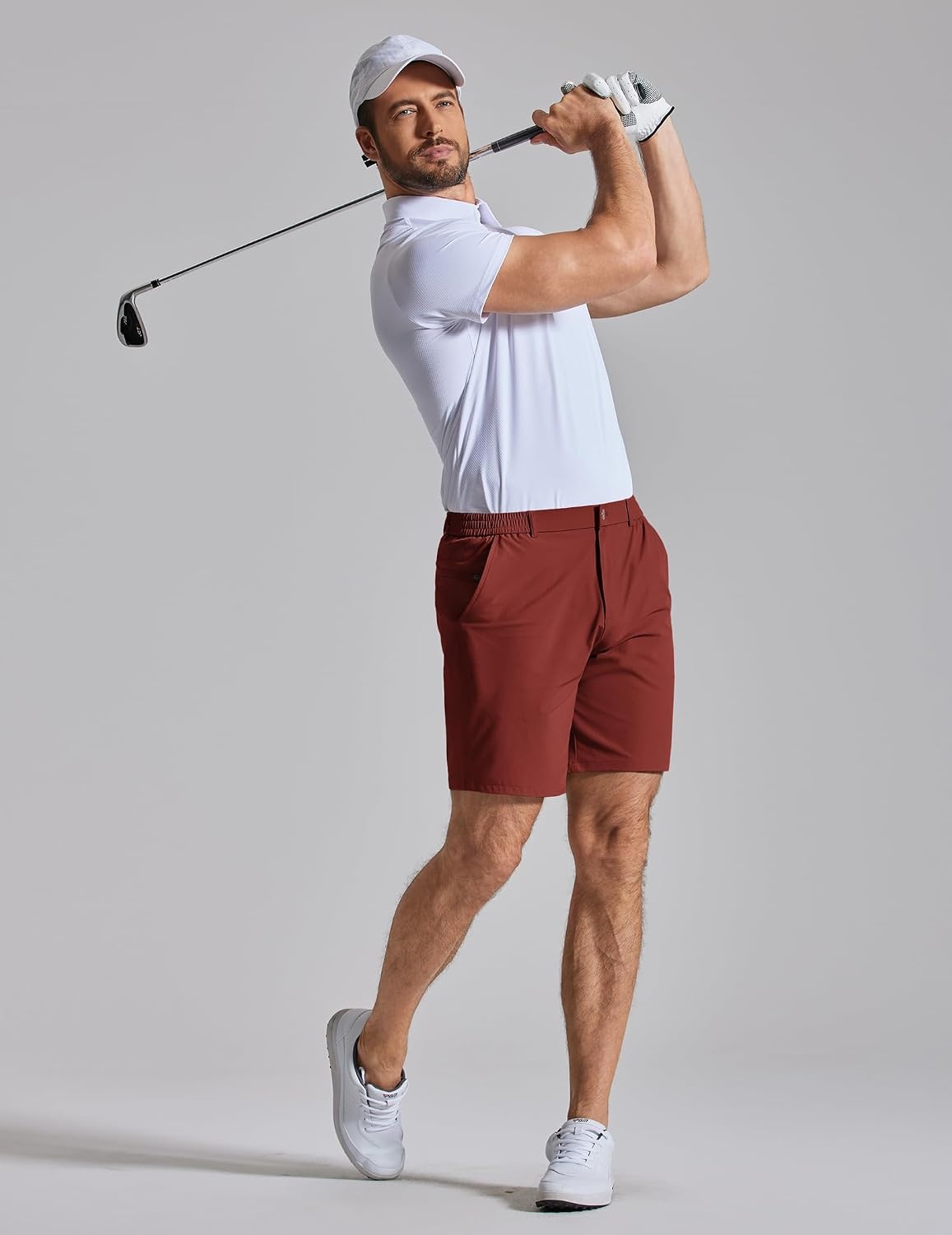image:imageCOOFANDY Mens Golf Shorts 7 Lightweight Elastic Waistband Casual ShortsWine Red