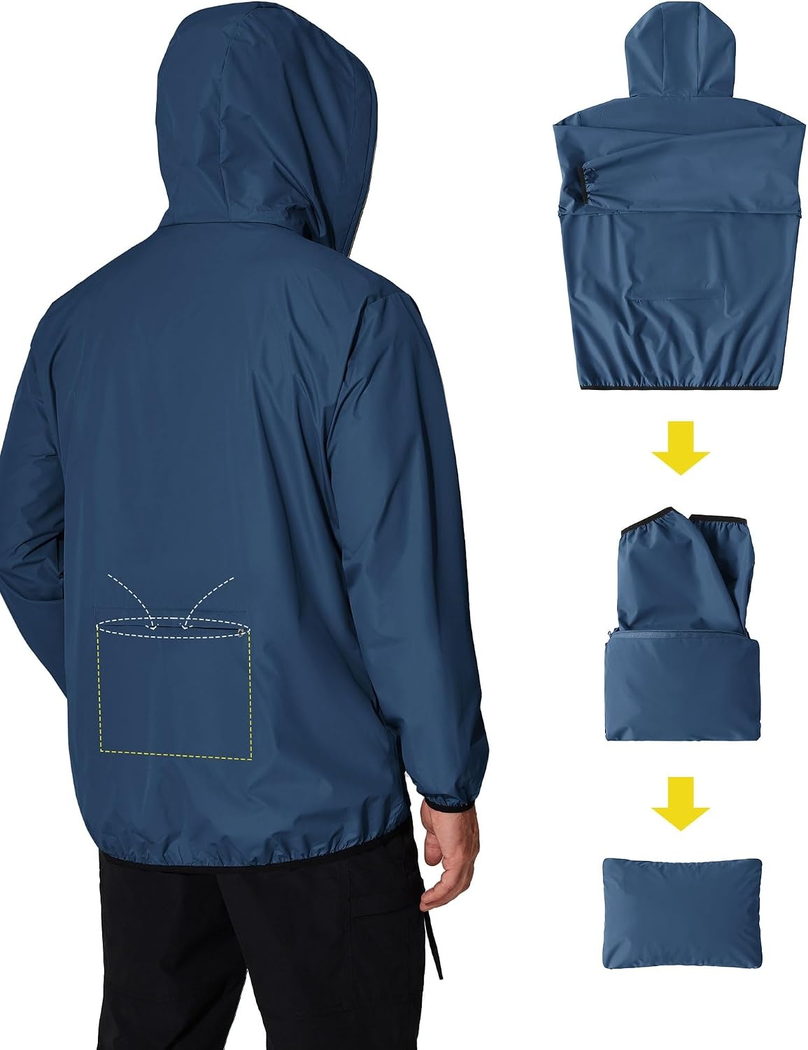 image:imageCOOFANDY Mens Light Rain Jacket Packable Waterproof Raincoat WindbreakerNavy Blue