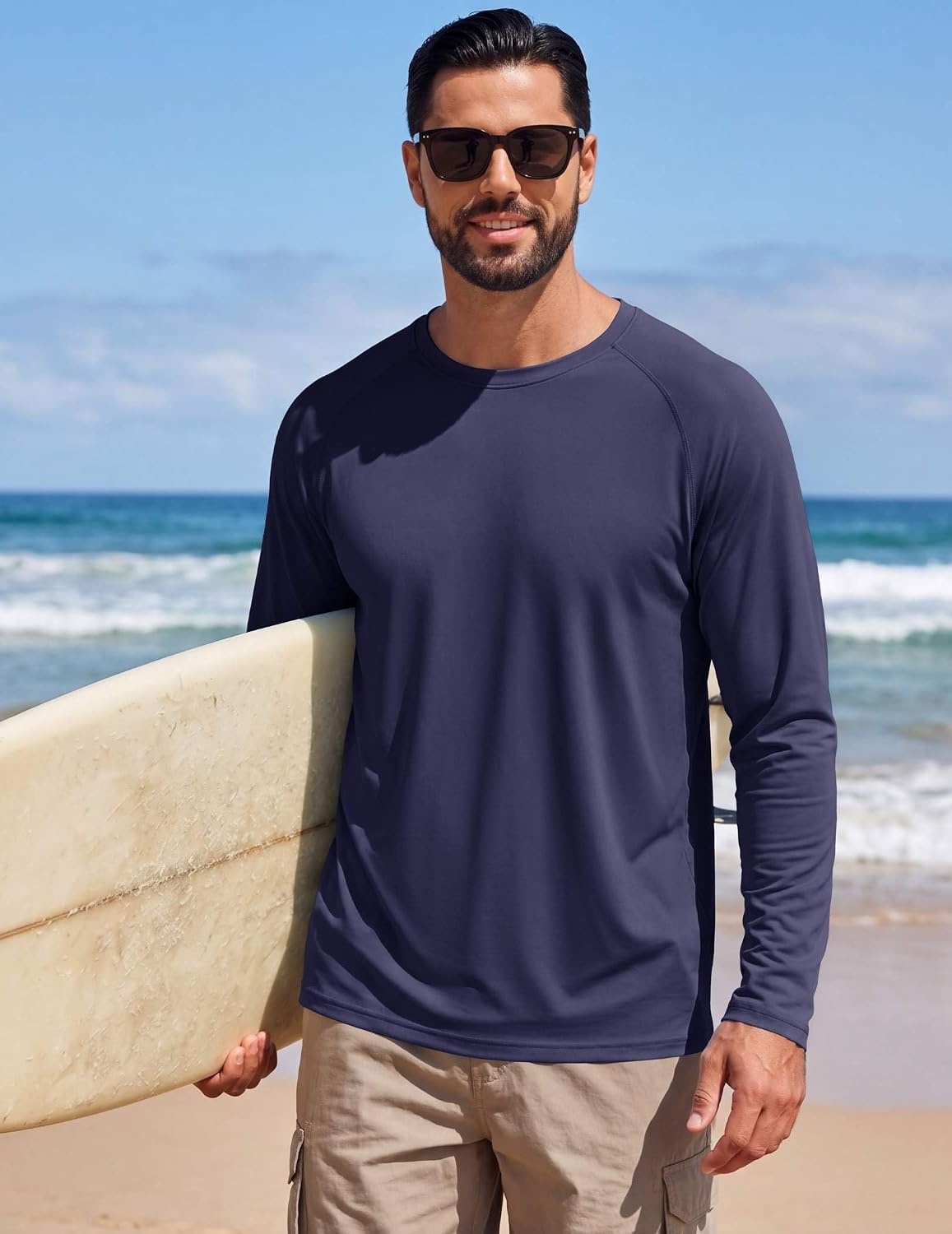 image:imageCOOFANDY Mens Long Sleeve TShirt Sun Protection Athletic Tee ShirtsAnavy Blue 1pack