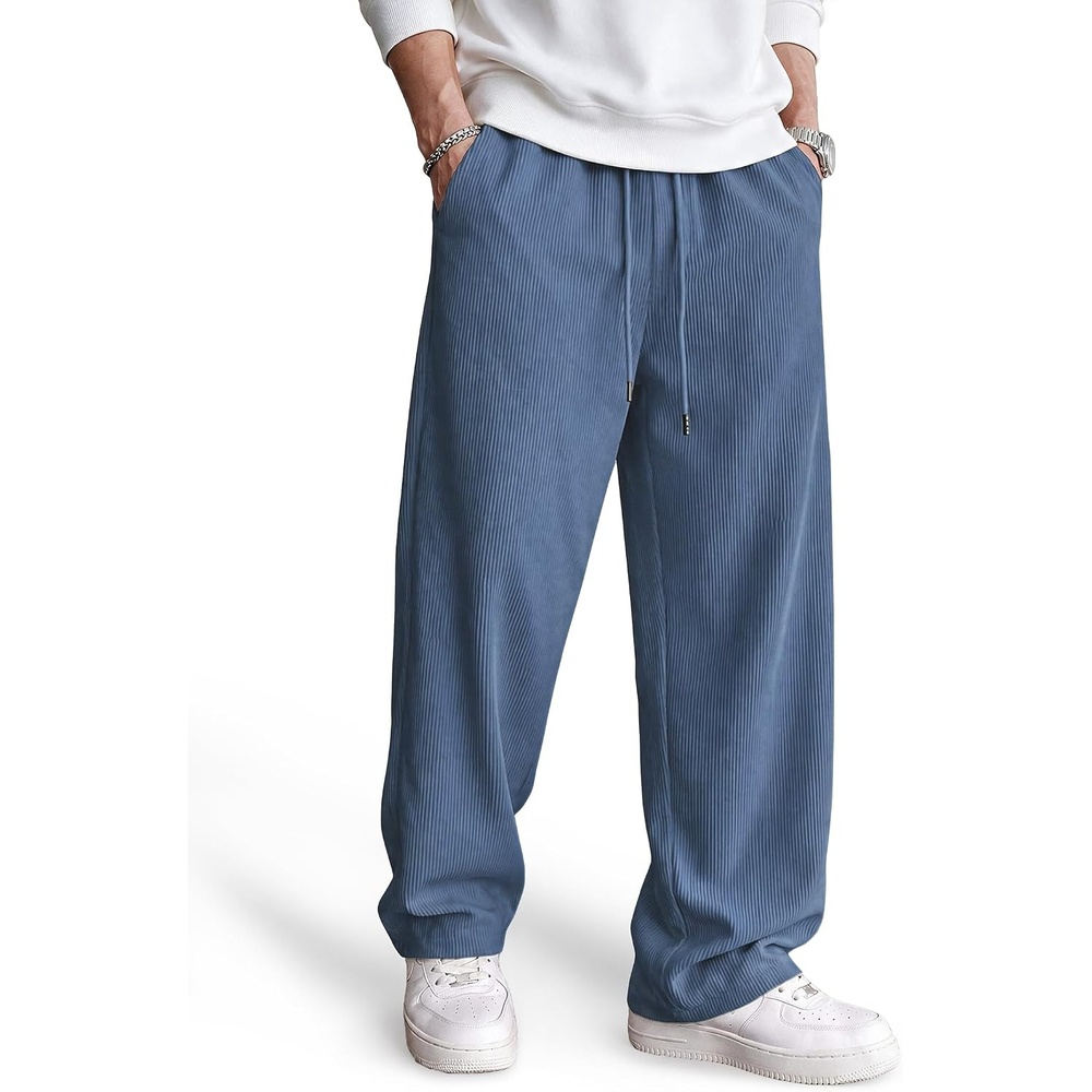 image:imageCOOFANDY Mens Lightweight Corduroy Pants Relaxed Drawstring SweatpantsNavy