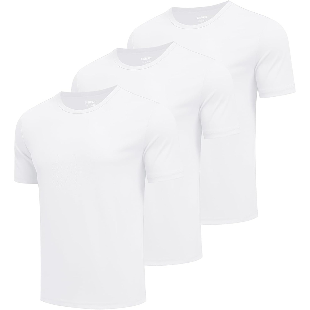 image:imageCOOFANDY Mens Workout TShirts 3 Pack Quick Dry Athletic TShirtsAwhiteWhiteWhite3 Pack