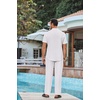 COOFANDY Men’s 2 Piece Cotton Linen Sets Beach Outfits Pants and Shirt Set(A-white)