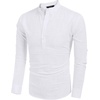 COOFANDY Men’s Cotton Linen Henley T-Shirts Long Sleeve Casual Beach Shirts(01-white)