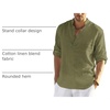 COOFANDY Men’s Cotton Linen Henley T-Shirts Long Sleeve Casual Beach Shirts(Army Green)