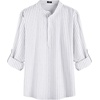 COOFANDY Men’s Cotton Linen Henley T-Shirts Long Sleeve Casual Beach Shirts(White Striped)