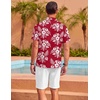 COOFANDY Mens Hawaiian Shirt Short Sleeve Floral Button Down Shirts Tropical Summer Beach Shirts Camp Collar Shirt(Red-white Floral)