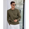 COOFANDY Mens Knit Polo Shirts Long Sleeve Casual Dress Pullover Sweater(Army Green)