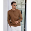 COOFANDY Mens Knit Polo Shirts Long Sleeve Casual Dress Pullover Sweater(Brown)