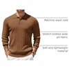 COOFANDY Mens Knit Polo Shirts Long Sleeve Casual Dress Pullover Sweater(Brown)
