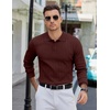 COOFANDY Mens Knit Polo Shirts Long Sleeve Casual Dress Pullover Sweater(Coffee)