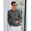 COOFANDY Mens Knit Polo Shirts Long Sleeve Casual Dress Pullover Sweater(Grey)