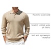 COOFANDY Mens Knit Polo Shirts Long Sleeve Casual Dress Pullover Sweater(Khaki)