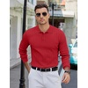 COOFANDY Mens Knit Polo Shirts Long Sleeve Casual Dress Pullover Sweater(Red)