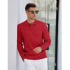 COOFANDY Mens Knit Polo Shirts Long Sleeve Casual Dress Pullover Sweater(Red)