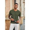 COOFANDY Mens Knit Polo Shirts Short Sleeve Button Down Textured Polo Shirt(Army Green)