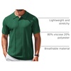 COOFANDY Mens Knit Polo Shirts Short Sleeve Button Down Textured Polo Shirt(Dark Green)