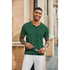 COOFANDY Mens Knit Polo Shirts Short Sleeve Button Down Textured Polo Shirt(Dark Green)