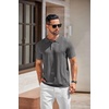 COOFANDY Mens Knit Polo Shirts Short Sleeve Button Down Textured Polo Shirt(Dark Grey)