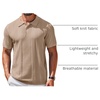 COOFANDY Mens Knit Polo Shirts Short Sleeve Button Down Textured Polo Shirt(Khaki)