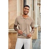 COOFANDY Mens Knit Polo Shirts Short Sleeve Button Down Textured Polo Shirt(Khaki)