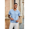 COOFANDY Mens Knit Polo Shirts Short Sleeve Button Down Textured Polo Shirt(Light Blue)