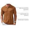 COOFANDY Mens Knit Polo Shirts Short Sleeve Button Down Textured Polo Shirt(Light Brown)