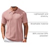 COOFANDY Mens Knit Polo Shirts Short Sleeve Button Down Textured Polo Shirt(Pink)