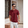 COOFANDY Mens Knit Polo Shirts Short Sleeve Button Down Textured Polo Shirt(Wine Red)