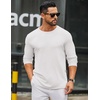 COOFANDY Men’s Long Sleeve Tee Shirts Crew Neck Casual Soft Tees(All White)