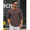 COOFANDY Men’s Long Sleeve Tee Shirts Crew Neck Casual Soft Tees(Brown)
