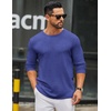 COOFANDY Men’s Long Sleeve Tee Shirts Crew Neck Casual Soft Tees(Heather Blue)