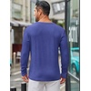 COOFANDY Men’s Long Sleeve Tee Shirts Crew Neck Casual Soft Tees(Heather Blue)