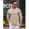 COOFANDY Men’s Long Sleeve Tee Shirts Crew Neck Casual Soft Tees(Light Khaki)