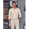 COOFANDY Mens Oxford Shirt Long Sleeve Casual Button Down Shirts Soild Dress Shirts with Pocket(Beige)
