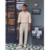 COOFANDY Mens Oxford Shirt Long Sleeve Casual Button Down Shirts Soild Dress Shirts with Pocket(Beige)