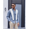 COOFANDY Mens Oxford Shirt Long Sleeve Casual Button Down Shirts Soild Dress Shirts with Pocket(Dark Blue)