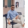 COOFANDY Mens Oxford Shirt Long Sleeve Casual Button Down Shirts Soild Dress Shirts with Pocket(Dark Blue)