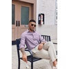 COOFANDY Mens Oxford Shirt Long Sleeve Casual Button Down Shirts Soild Dress Shirts with Pocket(Light Purple)