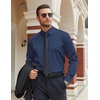 COOFANDY Mens Stretch Dress Shirts Long Sleeve Button Down Shirt Regular Fit Formal Business Shirts(Blue-anchor Pattern)
