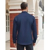 COOFANDY Mens Stretch Dress Shirts Long Sleeve Button Down Shirt Regular Fit Formal Business Shirts(Blue-anchor Pattern)
