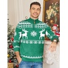 COOFANDY Mens Ugly Christmas Sweater Quarter Zip Holiday Xmas Knit Pullover(A-snowflake Reindeer (Green))