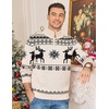 COOFANDY Mens Ugly Christmas Sweater Quarter Zip Holiday Xmas Knit Pullover(A-snowflake Reindeer (Light Khaki))