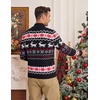 COOFANDY Mens Ugly Christmas Sweater Quarter Zip Holiday Xmas Knit Pullover(B-snowflake Deer (Black))