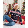 COOFANDY Mens Ugly Christmas Sweater Quarter Zip Holiday Xmas Knit Pullover(B-snowflake Deer (Black))