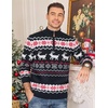 COOFANDY Mens Ugly Christmas Sweater Quarter Zip Holiday Xmas Knit Pullover(B-snowflake Deer (Black))