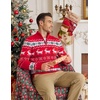 COOFANDY Mens Ugly Christmas Sweater Quarter Zip Holiday Xmas Knit Pullover(B-snowflake Deer (Red))
