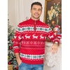 COOFANDY Mens Ugly Christmas Sweater Quarter Zip Holiday Xmas Knit Pullover(B-snowflake Deer (Red))
