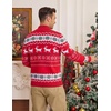COOFANDY Mens Ugly Christmas Sweater Quarter Zip Holiday Xmas Knit Pullover(B-snowflake Deer (Red))