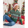 COOFANDY Mens Ugly Christmas Sweater Quarter Zip Holiday Xmas Knit Pullover(C-christmas Tree Deer (Forest Green))