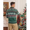 COOFANDY Mens Ugly Christmas Sweater Quarter Zip Holiday Xmas Knit Pullover(C-christmas Tree Deer (Forest Green))
